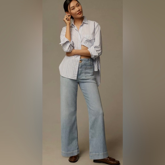 Anthropologie Maeve The Colette Full-Length Wide-Leg Jeans 25 - Picture 1 of 8